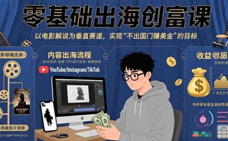 零基础出海创富课:以电影解说为垂直赛道,实现不出国门赚美金的目标