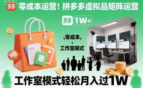 零成本运营!拼多多虚拟品矩阵运营,工作室模式轻松月入过1W