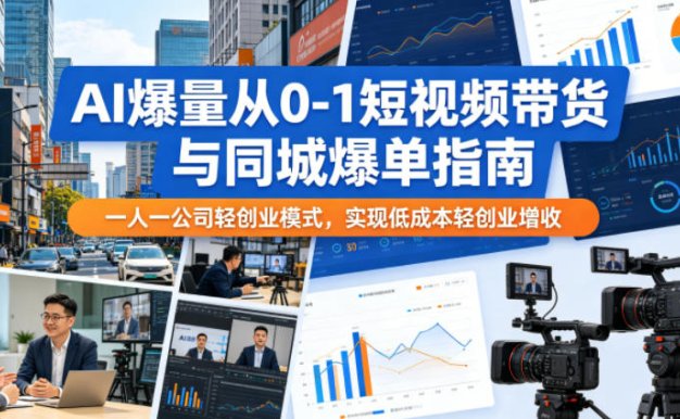 AI爆量从0-1短视频带货与同城爆单指南,一人一公司轻创业模式,实现低成本轻创业增收