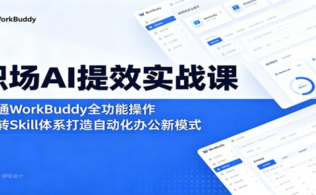 职场AI提效实战课:精通WorkBuddy全功能操作,玩转Skill体系打造自动化办公新模式